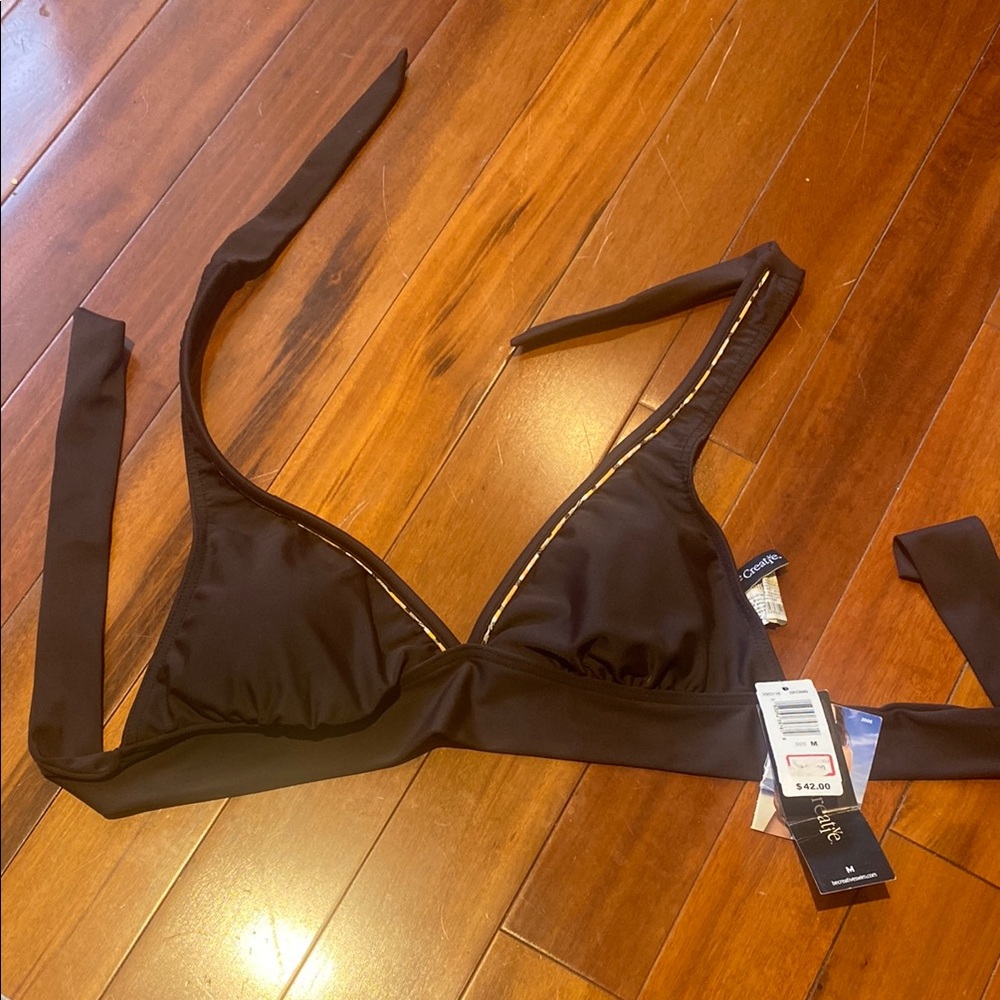Be Creative Brown Bikini Top Swimsuit Separates Soft Padded Cups Medium New 4/25